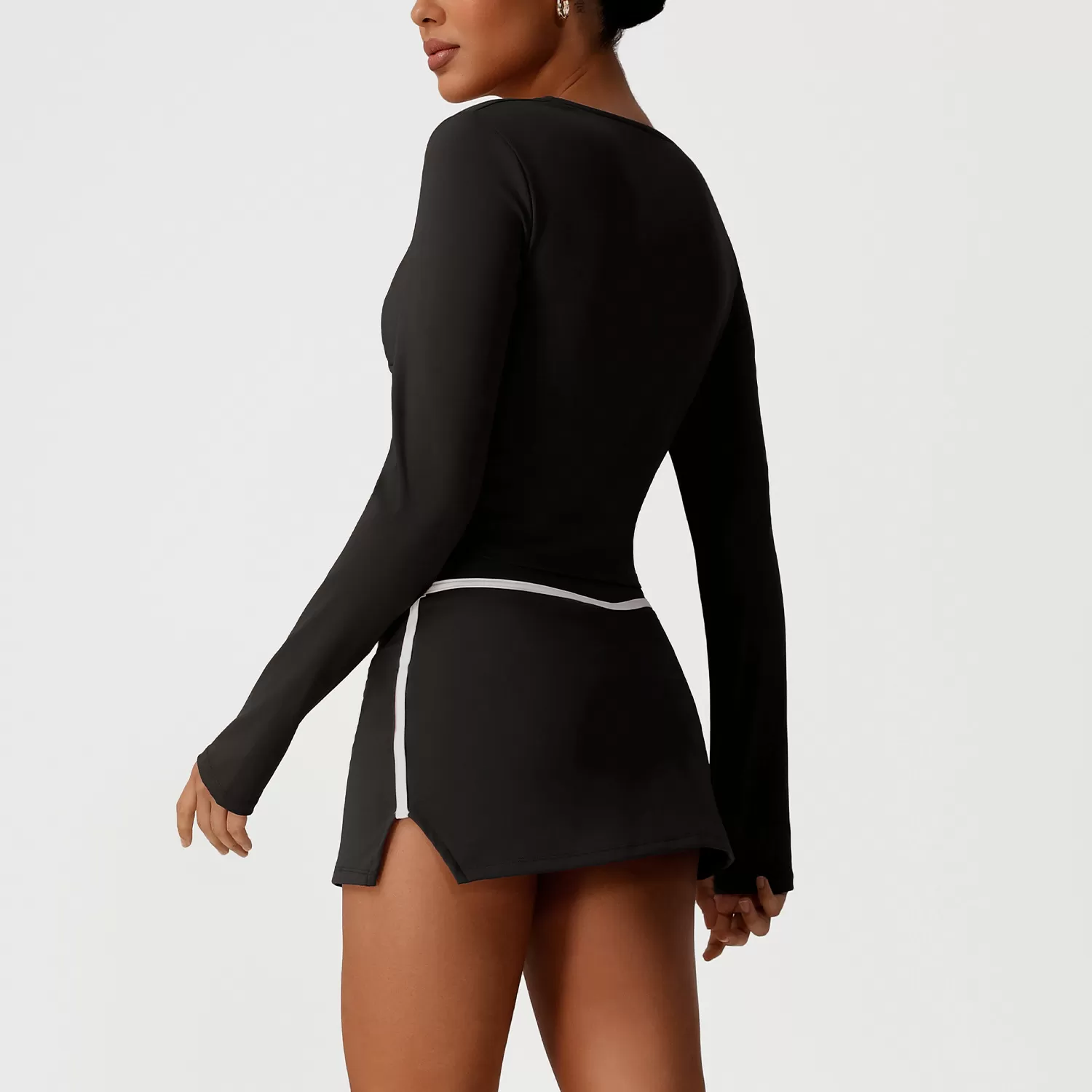 Conjunto de 3 piezas de sujetador de yoga y falda de manga larga 2 en 1 para mujer, falda de tenis y golf, FGBSM2531+SM2393