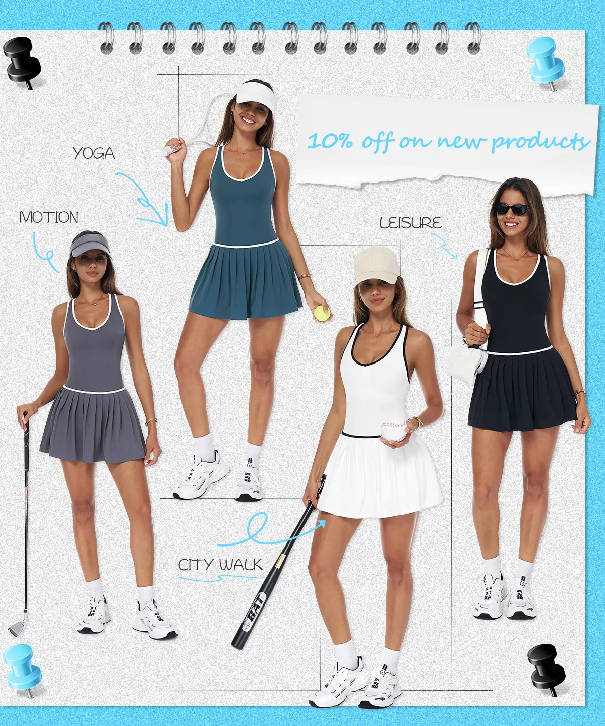 Vestido de Tenis FGBELT3092 — Sujetador Incorporado | Falda Plisada | Shorts Internos con Bolsillos