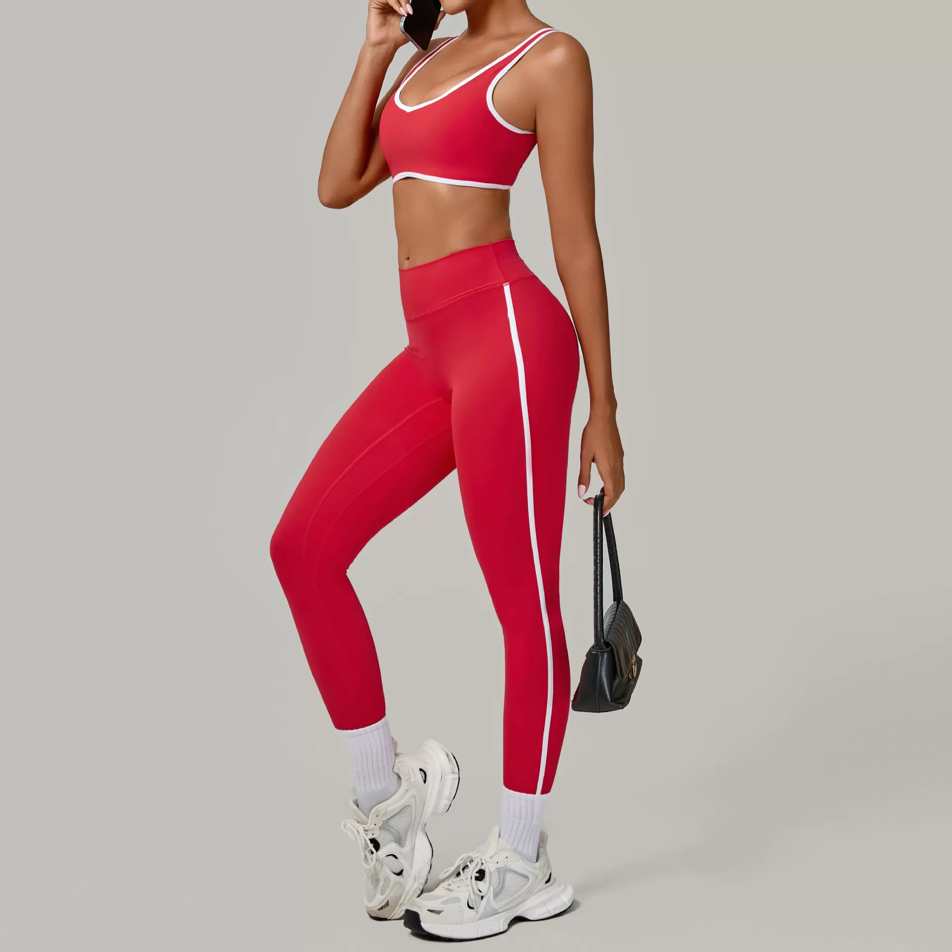 Conjunto de entrenamiento deportivo para mujer, sujetador deportivo, top corto y leggings de cintura alta, 2 piezas, FGB3914+4601