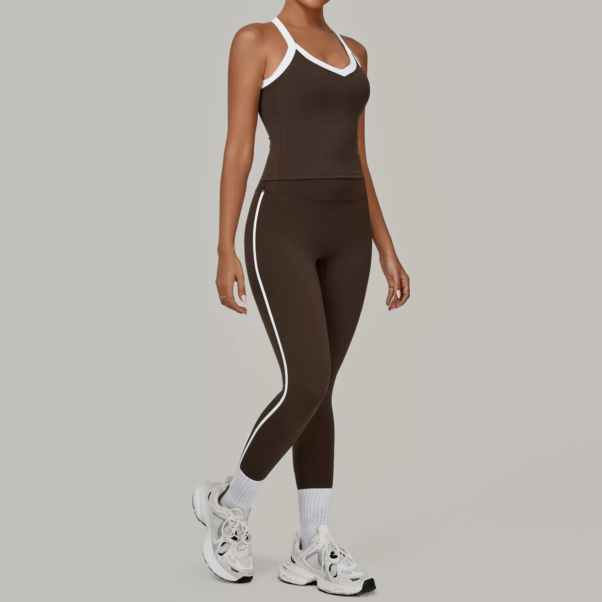 Conjunto de yoga deportivo para mujer, leggings largos de gimnasio, 2 piezas, FGB3230+4601