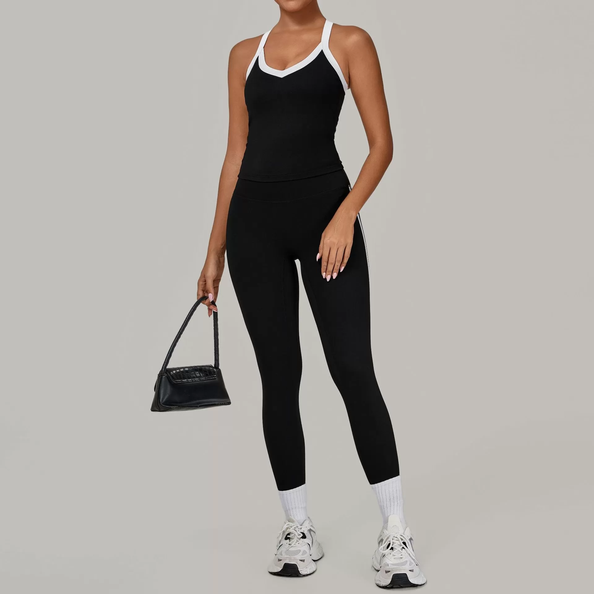 Conjunto de yoga deportivo para mujer, leggings largos de gimnasio, 2 piezas, FGB3230+4601