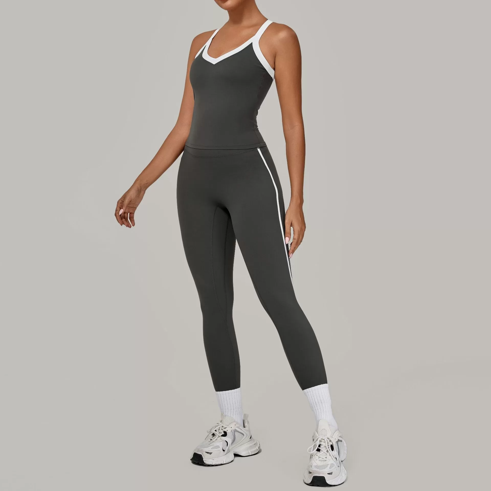 Conjunto de yoga deportivo para mujer, leggings largos de gimnasio, 2 piezas, FGB3230+4601