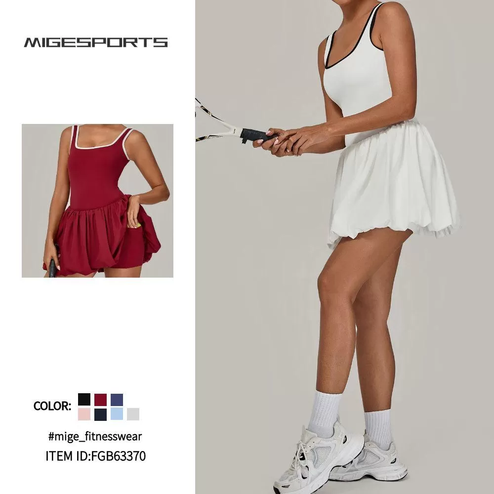 Vestido de yoga sin mangas de verano para mujer, ajustado, deportivo, falda de tenis ajustada, FGB63370