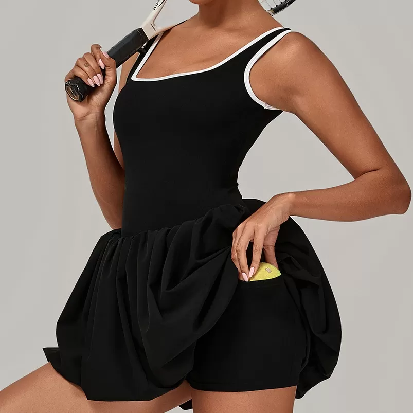 Vestido de yoga sin mangas de verano para mujer, ajustado, deportivo, falda de tenis ajustada, FGB63370