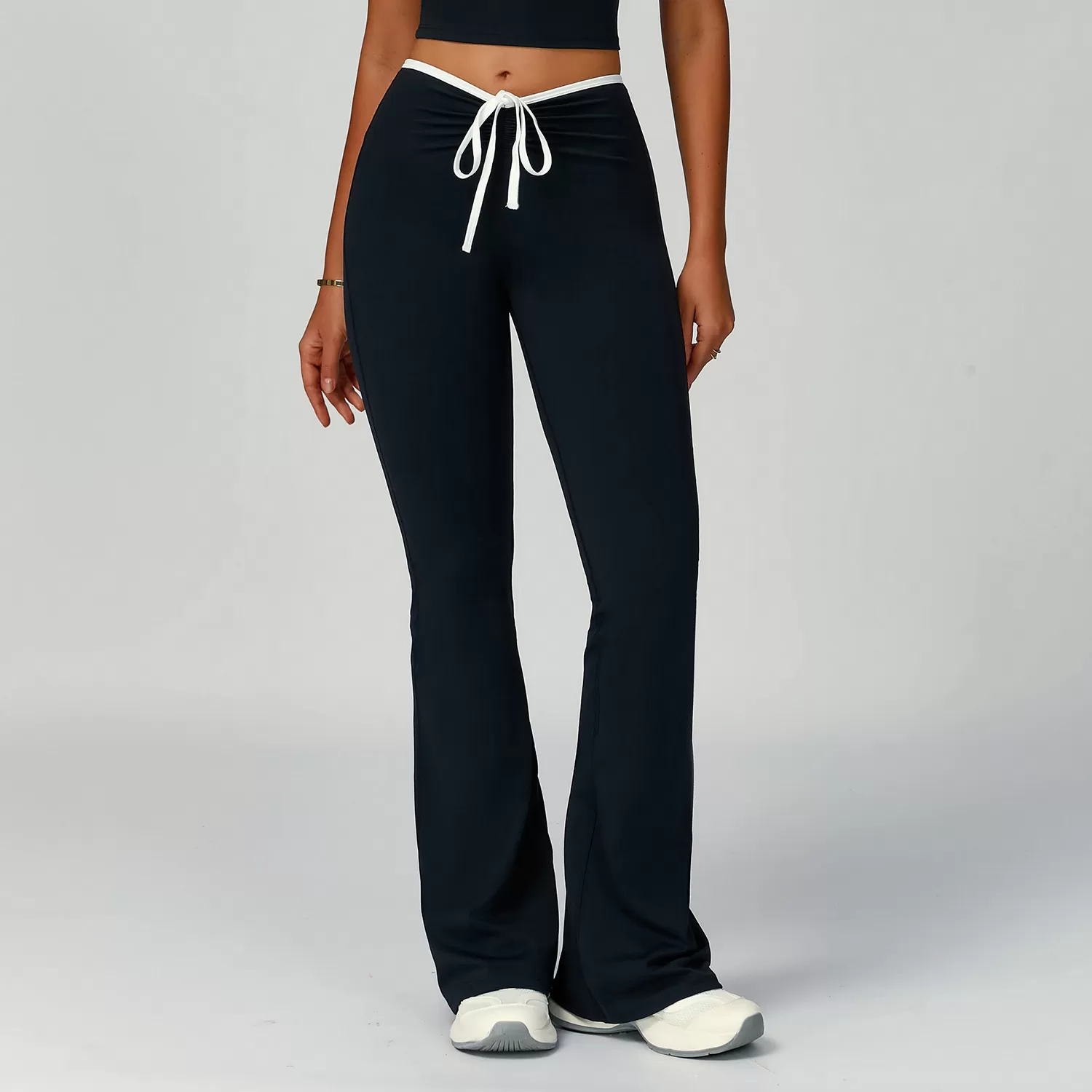 Pantalones de yoga acampanados de cintura alta con diseño de línea de glúteos y pierna ancha FGBECK2017