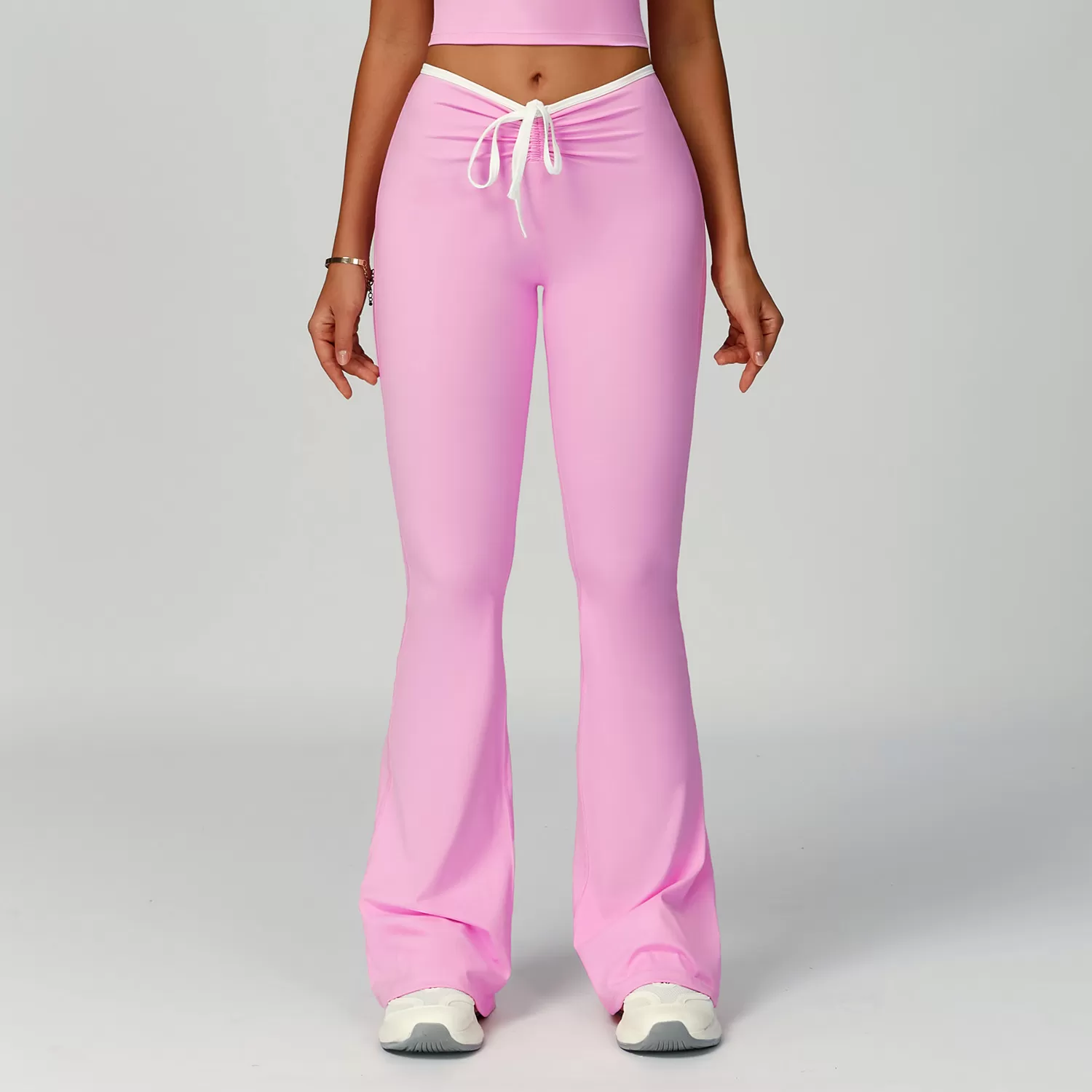 Pantalones de yoga acampanados de cintura alta con diseño de línea de glúteos y pierna ancha FGBECK2017