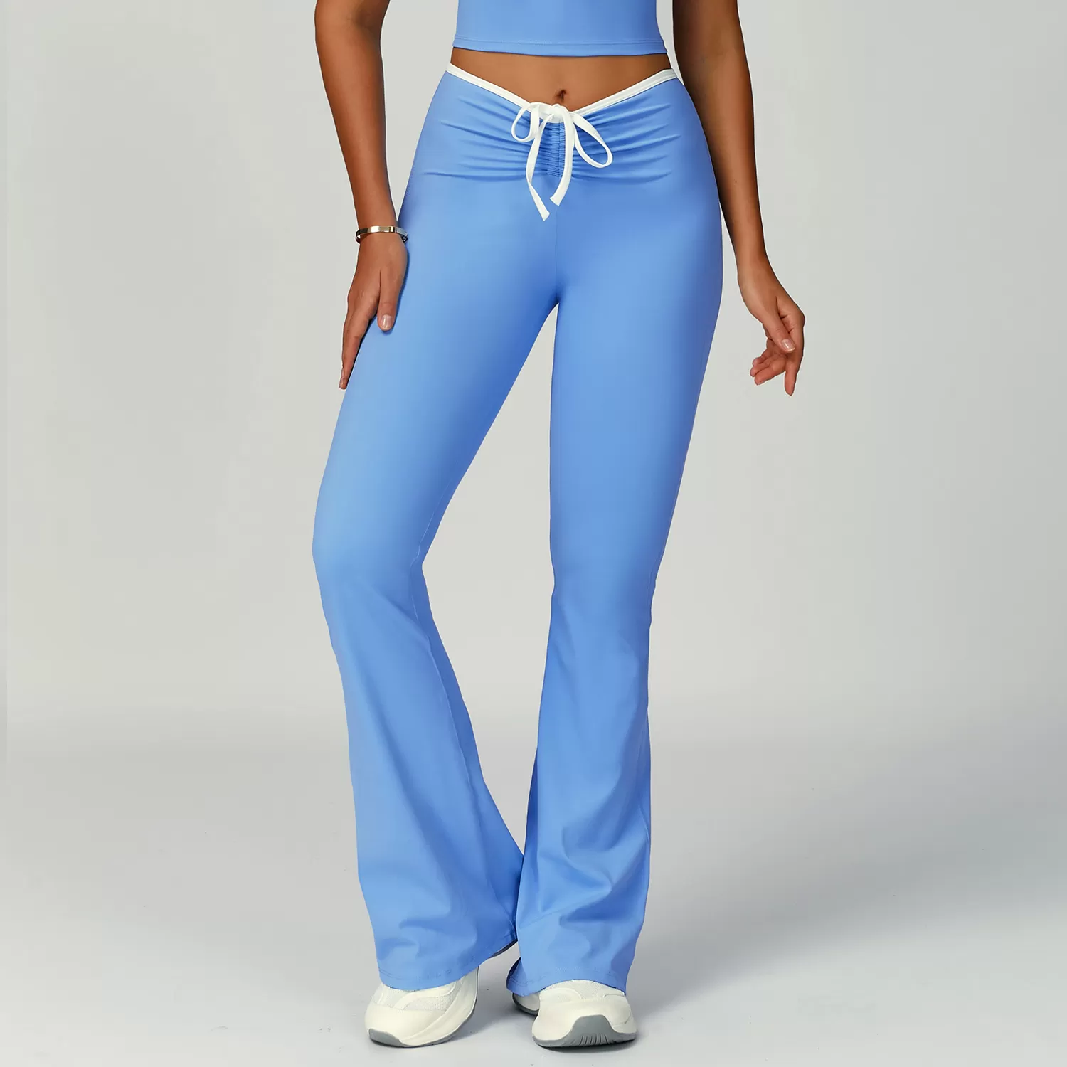 Pantalones de yoga acampanados de cintura alta con diseño de línea de glúteos y pierna ancha FGBECK2017