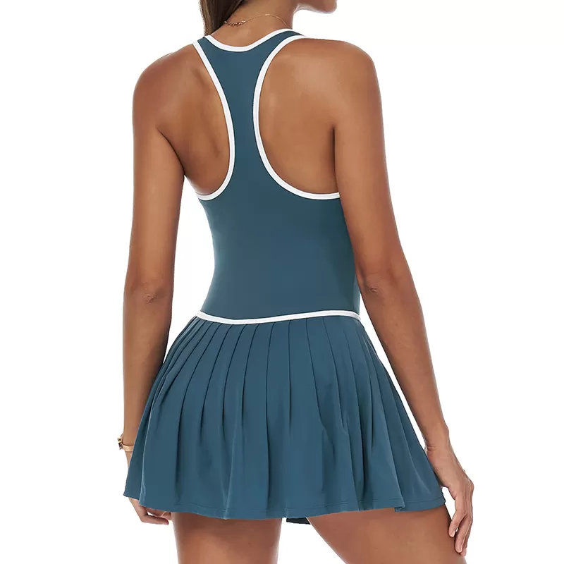 Vestido deportivo plisado para mujer, ideal para yoga, fitness y tenis, FGBELT3092