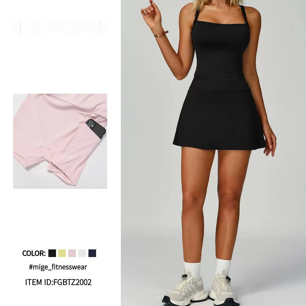 Ropa deportiva de golf, vestido de tenis, conjunto de dos piezas, falda de tenis para mujer FGBTZ2002