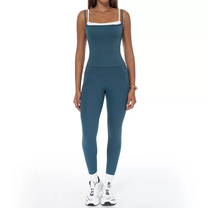 Ropa deportiva de yoga para mujer, conjunto de yoga, chaleco, leggings largos, FGBTZ3092