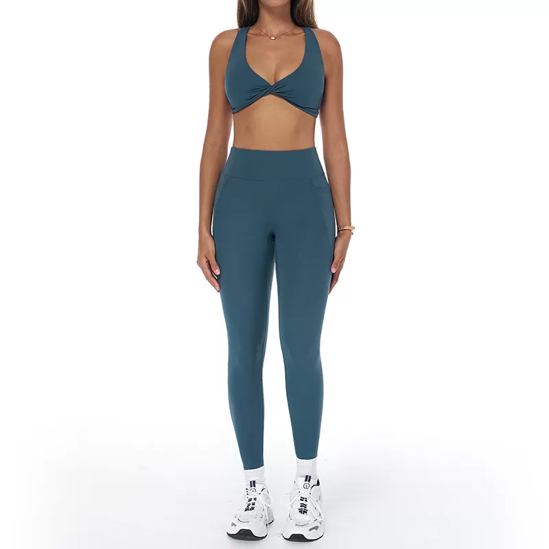 Conjunto de yoga y fitness para mujer, sujetador deportivo sin espalda, leggings largos, FGBTZ3092