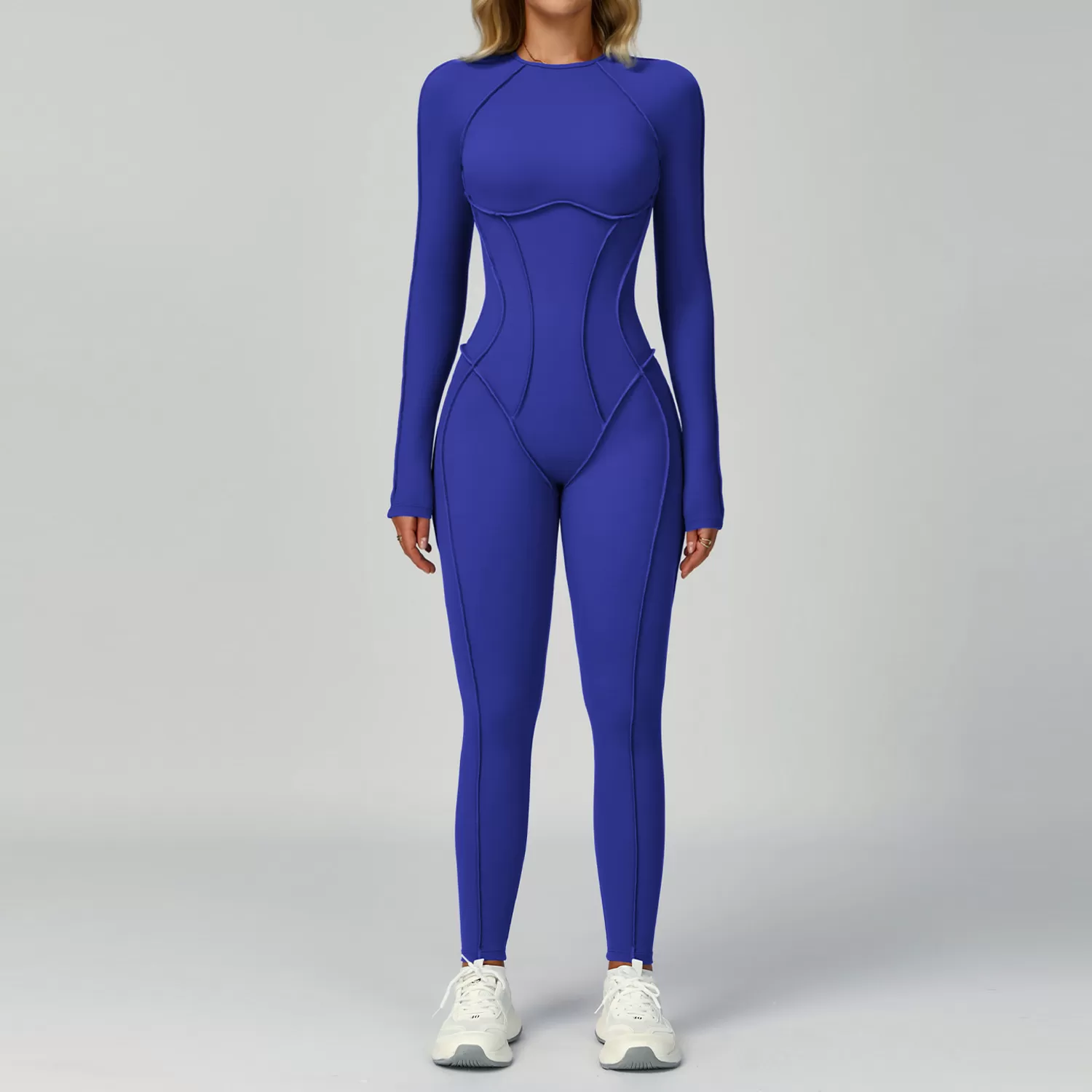 Body de una pieza de manga larga con espalda descubierta y corte tridimensional para mujer FGBELT9319