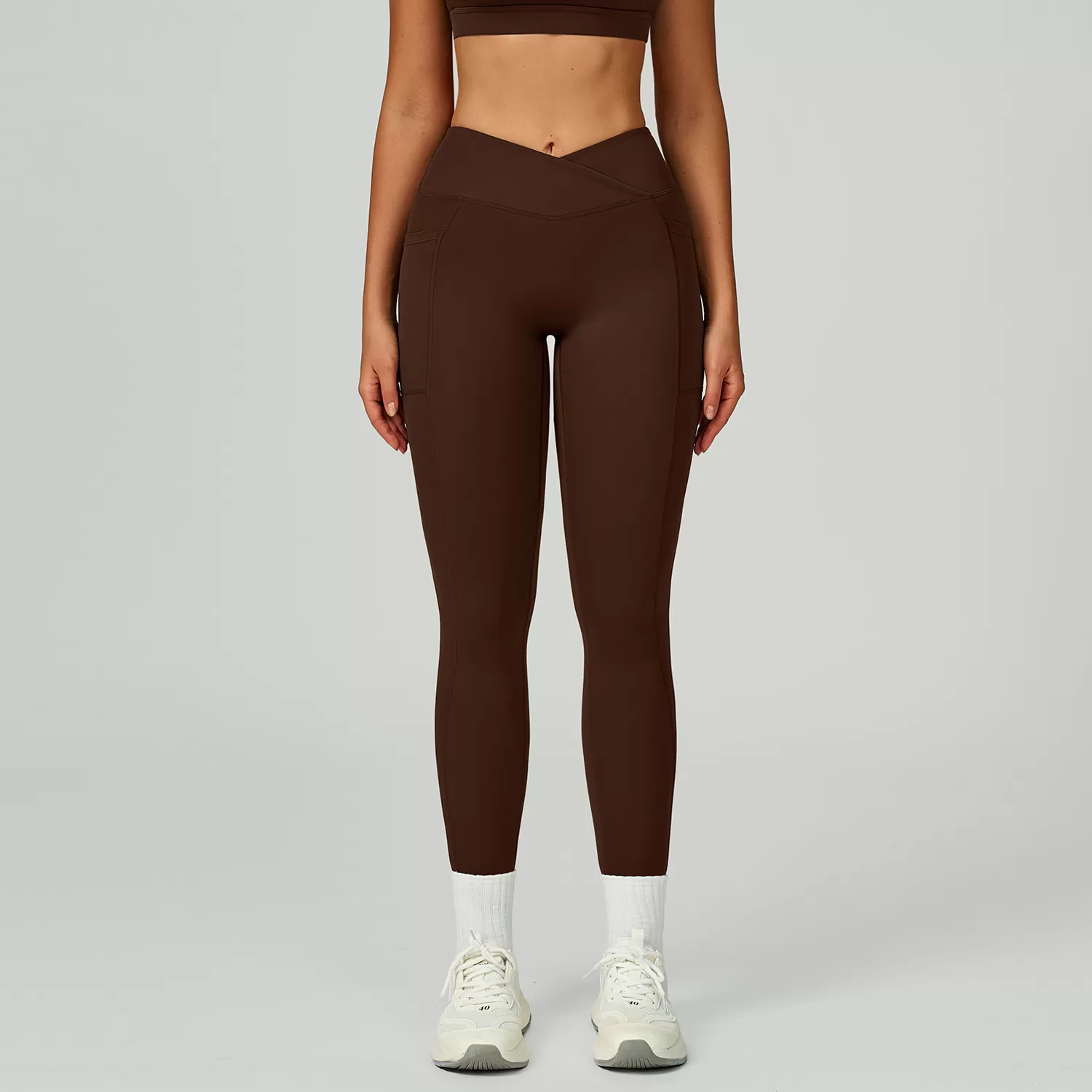 Leggings de yoga con bolsillo lateral y diseno en V para mujer, FGBECK2030-1