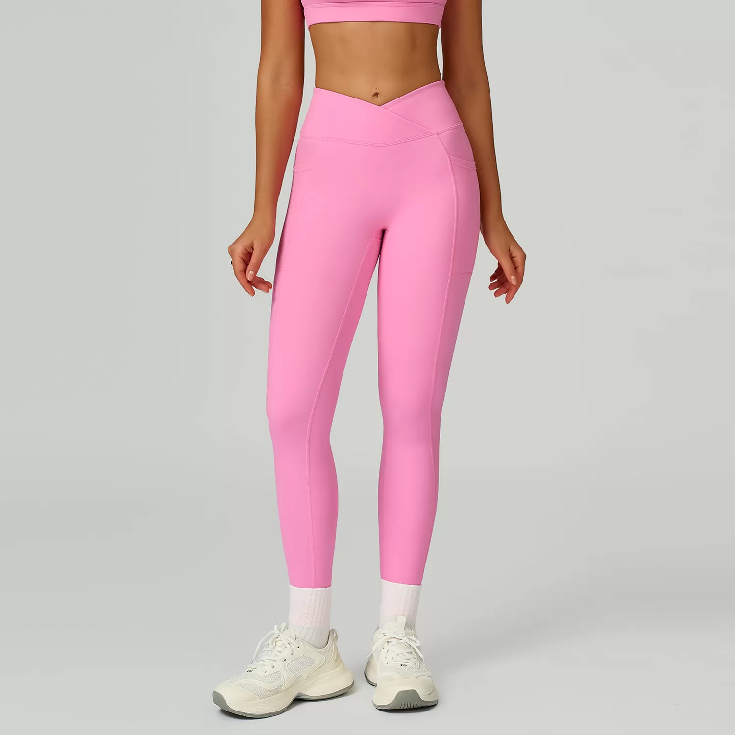 Leggings de yoga con bolsillo lateral y diseno en V para mujer, FGBECK2030-1