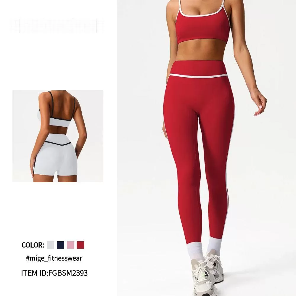 Conjunto de 2 leggings deportivos personalizados para mujer, diseno de línea de cadera, ropa deportiva para gimnasio, FGBSM2393