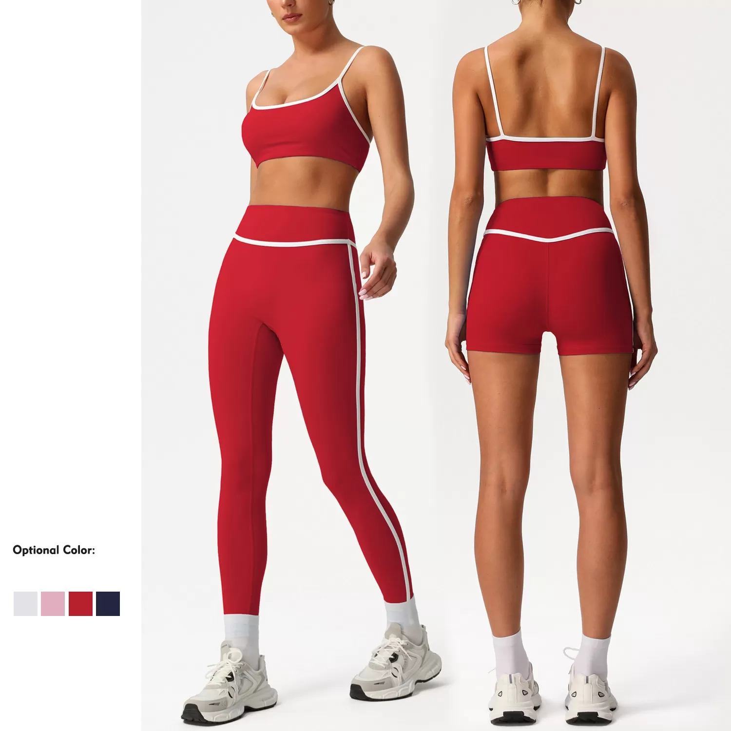 Conjunto de 2 leggings deportivos personalizados para mujer, diseno de línea de cadera, ropa deportiva para gimnasio, FGBSM2393