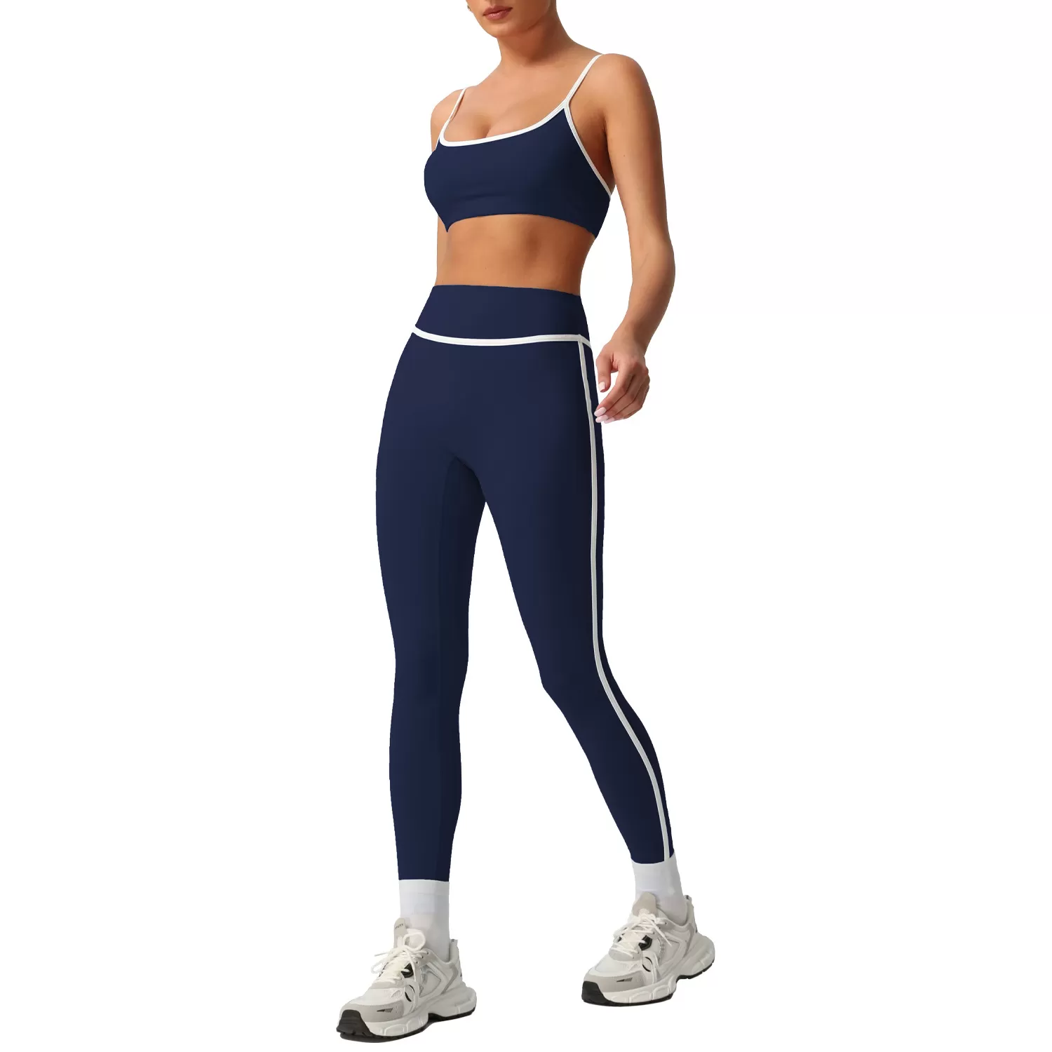 Conjunto de 2 leggings deportivos personalizados para mujer, diseno de línea de cadera, ropa deportiva para gimnasio, FGBSM2393