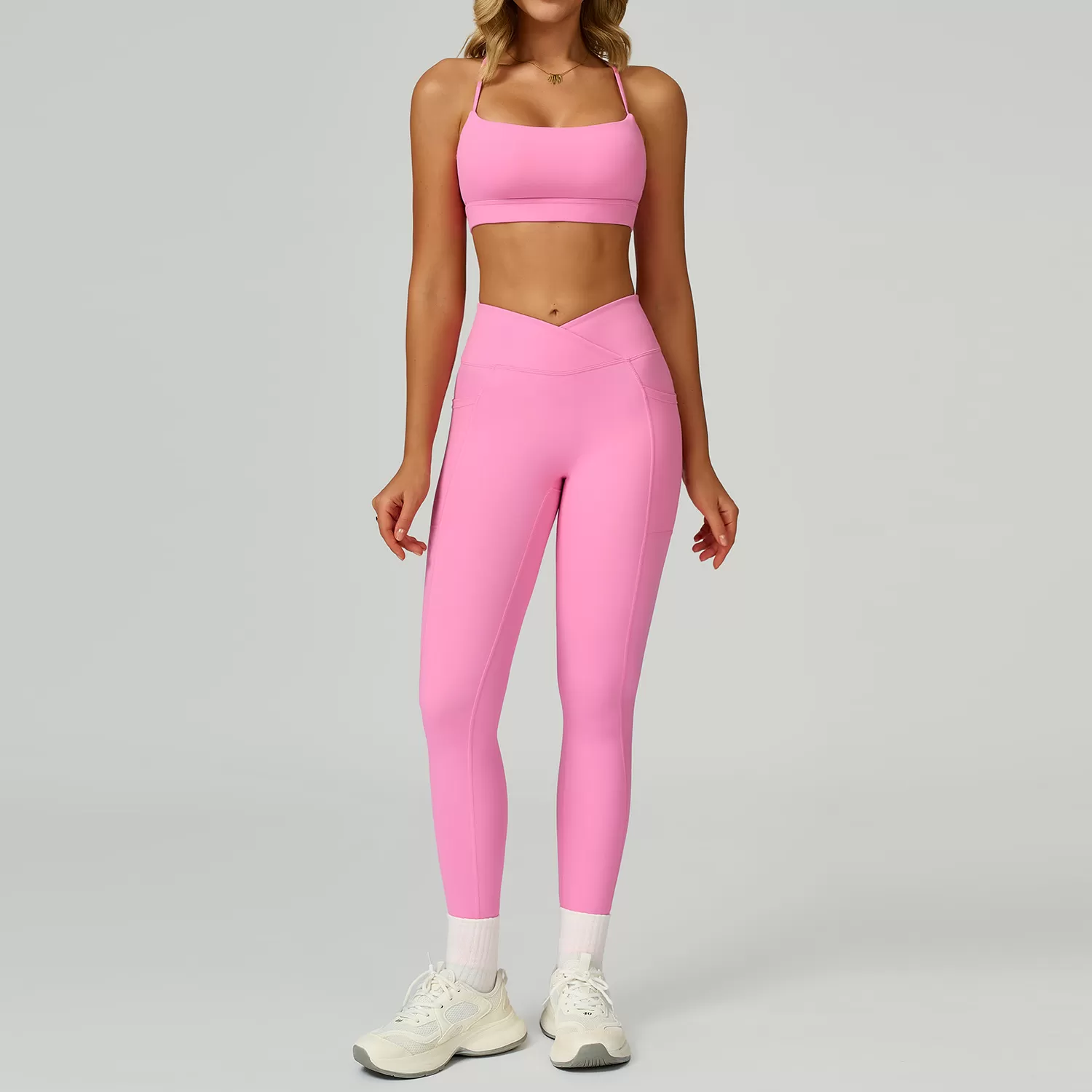 Sujetador y leggings rosas