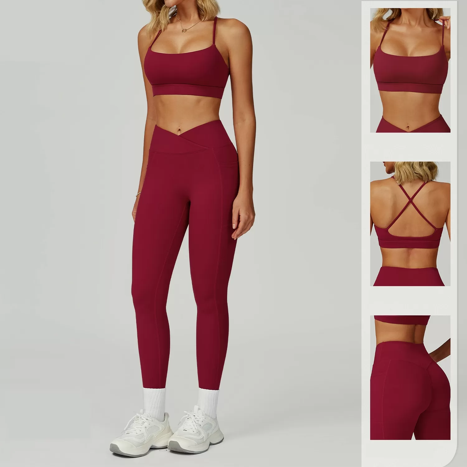 Conjunto de 5 piezas de ropa deportiva para mujer, sujetador deportivo, chaleco, pantalones cortos, leggings de yoga, FGBTZ2030