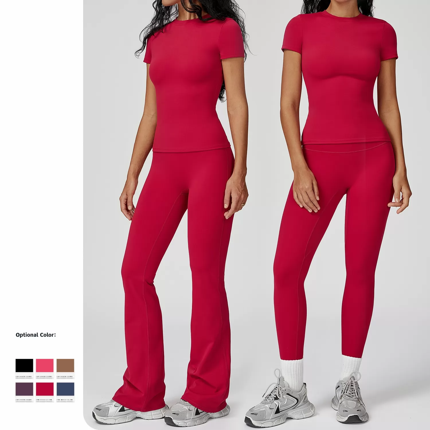 Conjunto deportivo de yoga para mujer, color liso, FGBTZ8455