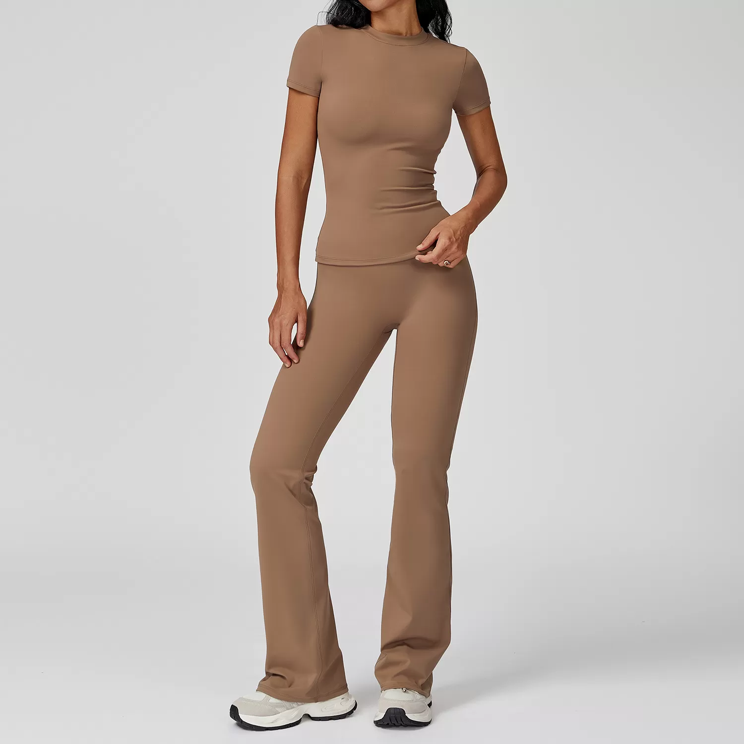 Conjunto deportivo de yoga para mujer, color liso, FGBTZ8455