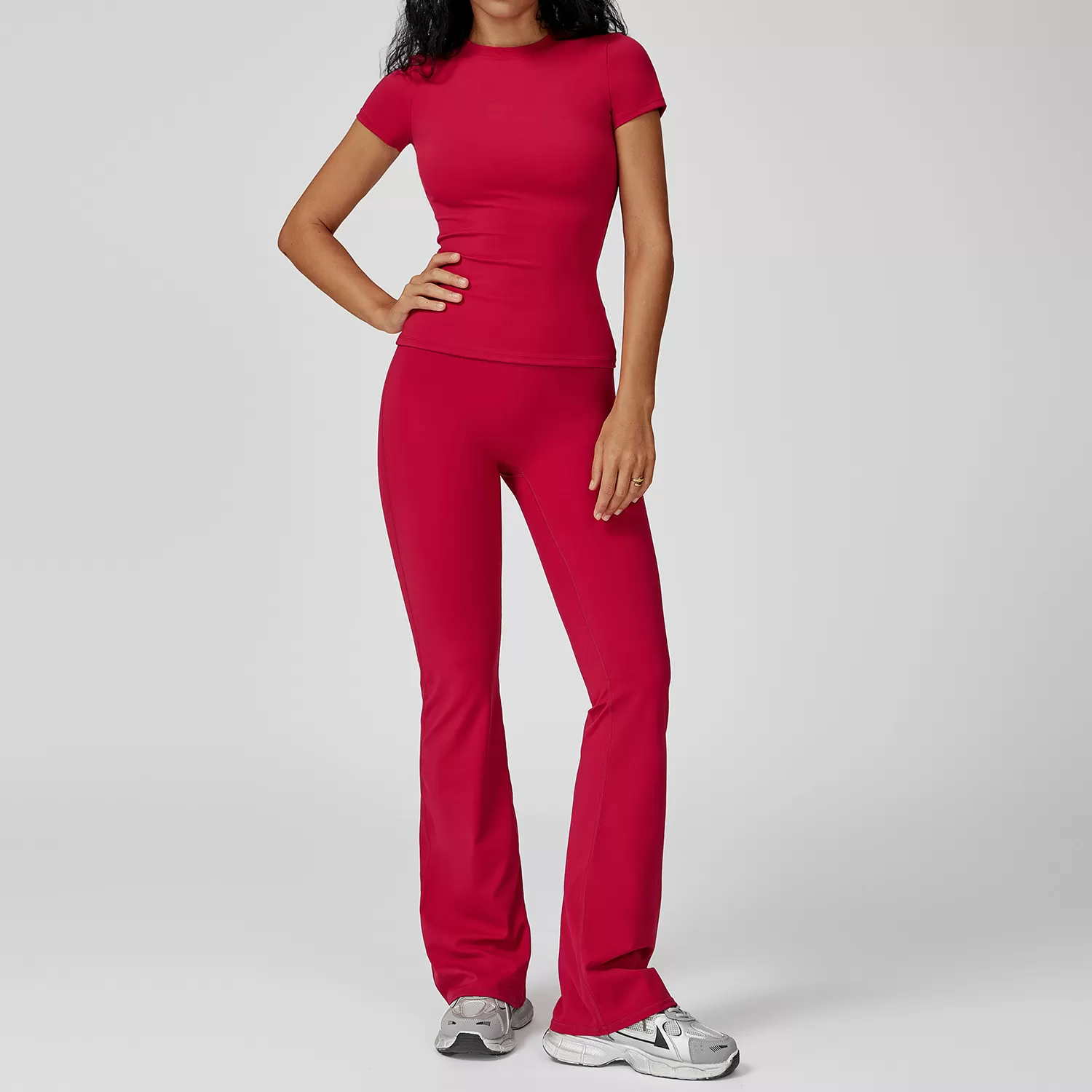 Conjunto deportivo de yoga para mujer, color liso, FGBTZ8455