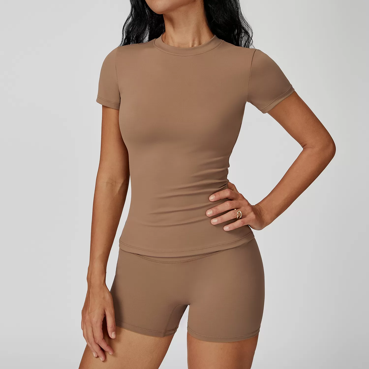 Conjunto deportivo de yoga para mujer, color liso, FGBTZ8455