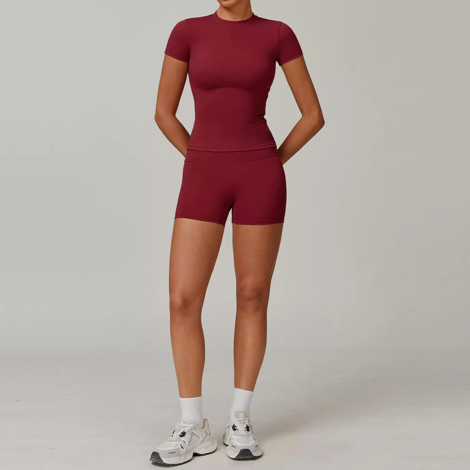 Conjunto deportivo de yoga para mujer, color liso, FGBTZ8455