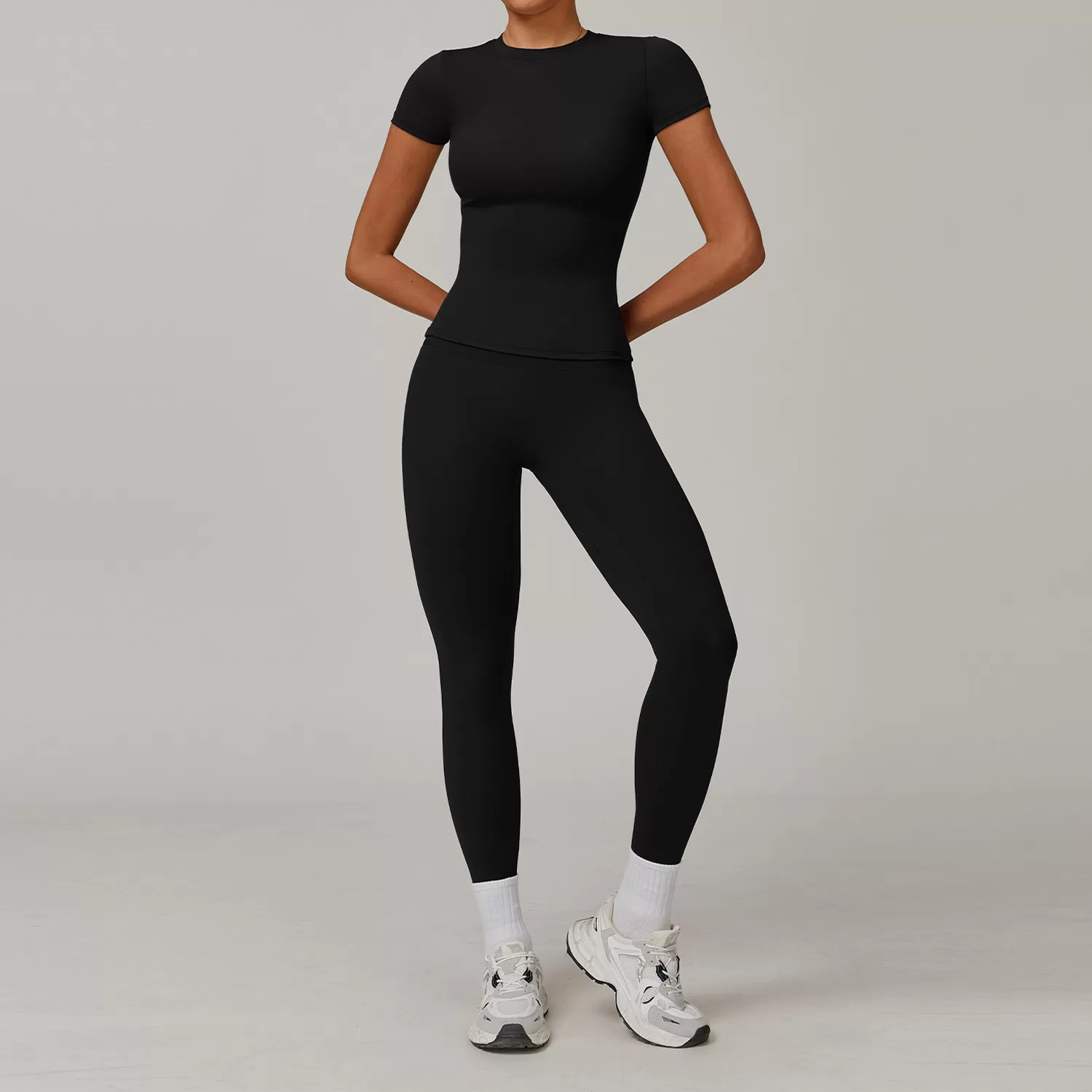 Conjunto deportivo de yoga para mujer, color liso, FGBTZ8455