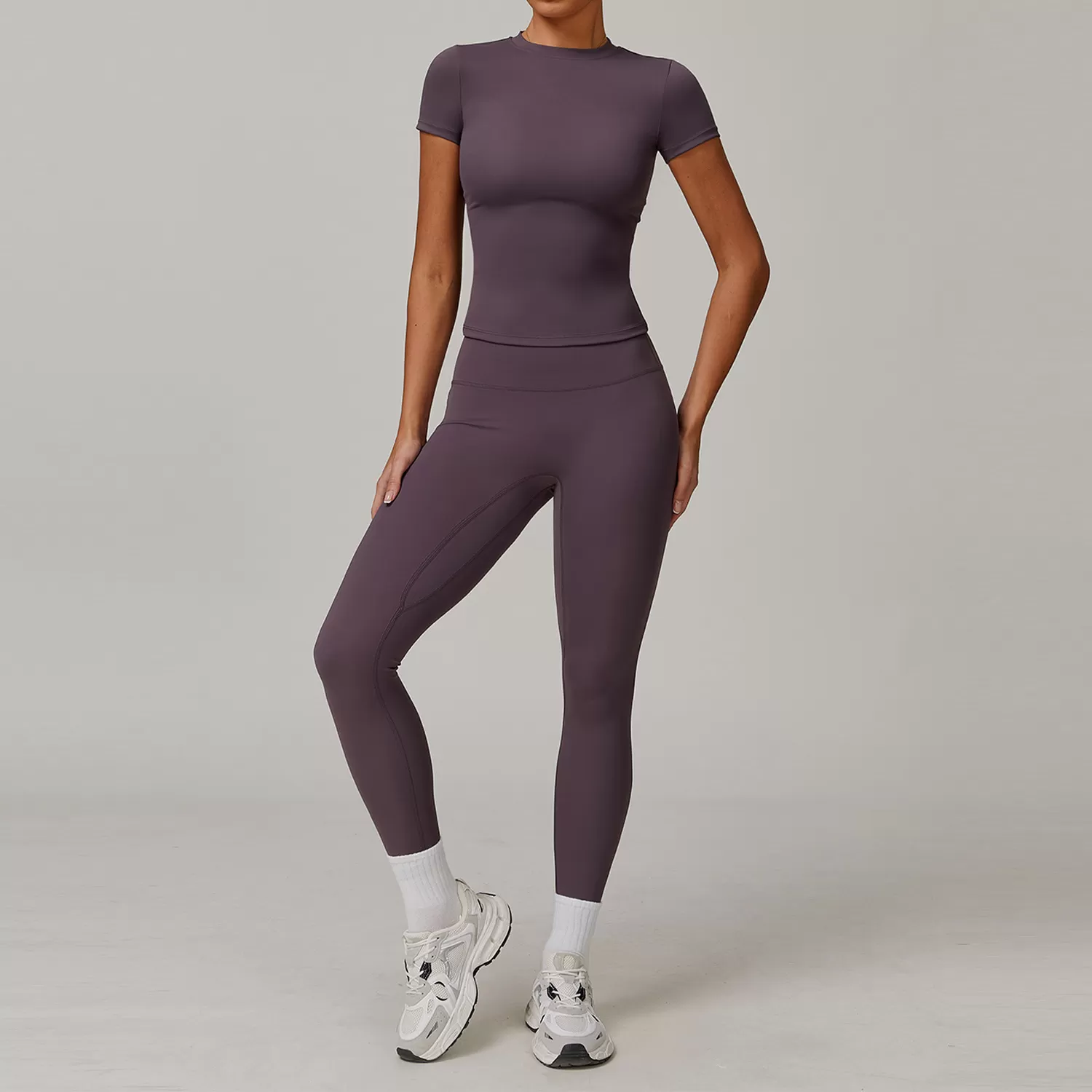 Conjunto deportivo de yoga para mujer, color liso, FGBTZ8455