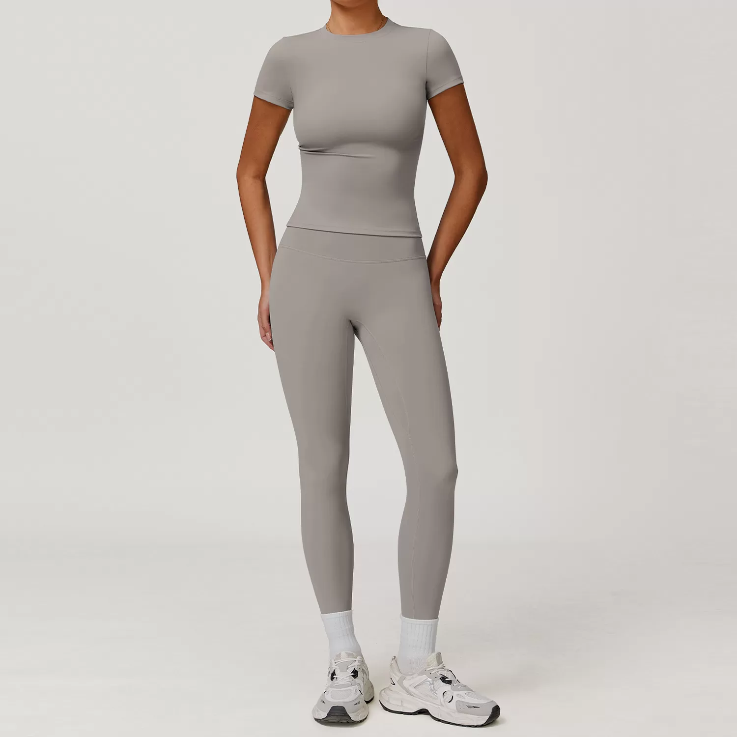 Conjunto deportivo de yoga para mujer, color liso, FGBTZ8455