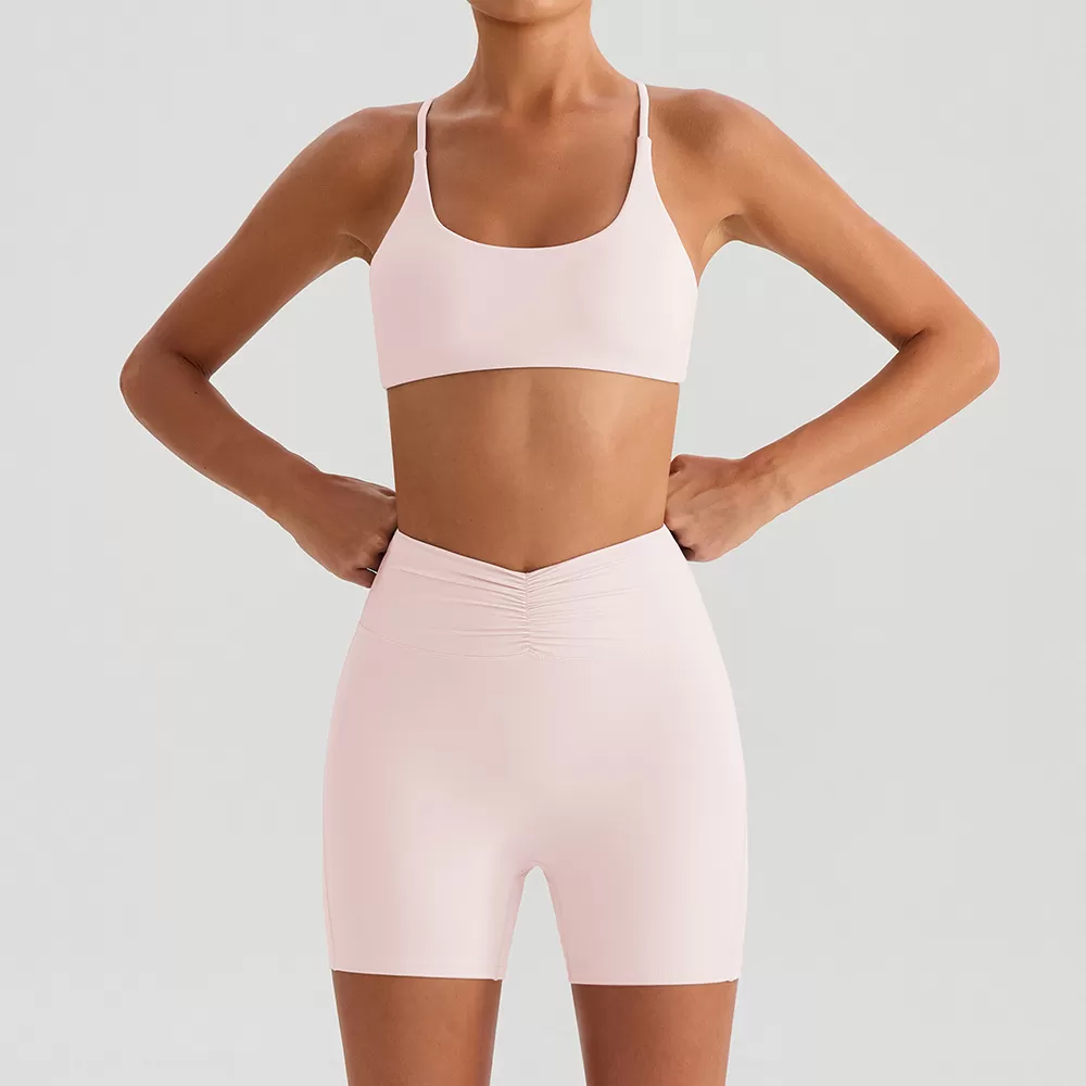 Conjunto deportivo de 4 piezas para gimnasio, con escote en V, FGBYW560+YW564+YW562