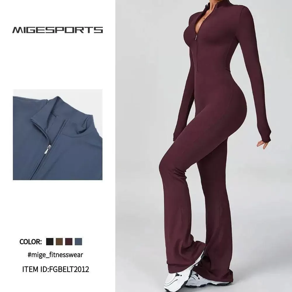 Monos deportivos de una pieza con cremallera para gimnasio, yoga, fitness, alta calidad, FGBELT2012