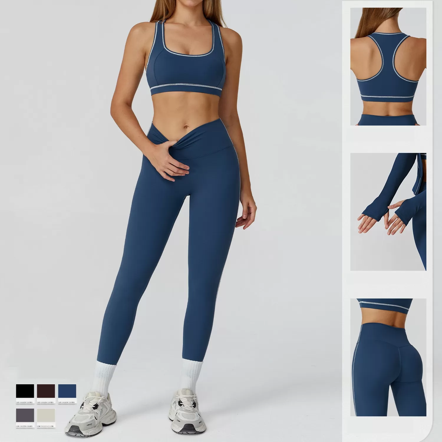 Conjunto de leggings de yoga para mujer, pantalones de entrenamiento, sujetador deportivo, ropa deportiva, conjunto de yoga ajustado para gimnasio, FGBTZ2036