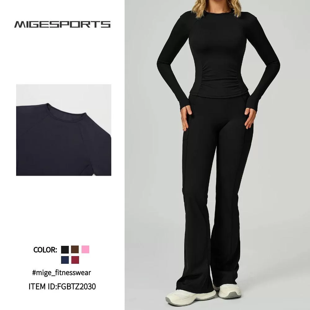 Conjuntos de yoga para mujer, primavera y verano, manga larga, ropa de yoga avanzada, FGBTZ2030
