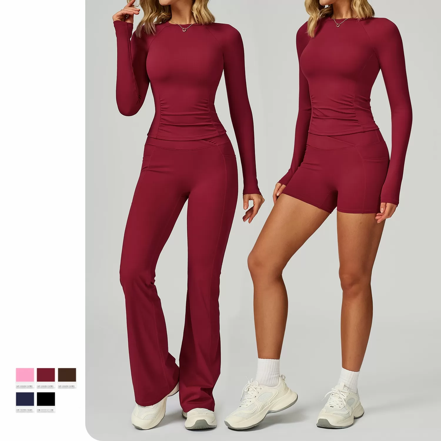 Conjuntos de yoga para mujer, primavera y verano, manga larga, ropa de yoga avanzada, FGBTZ2030