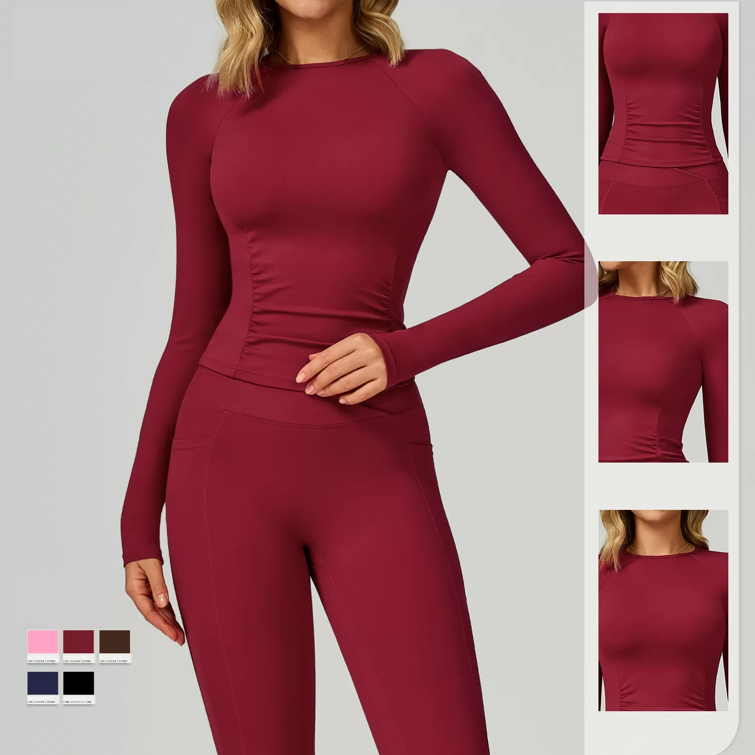 Conjuntos de yoga para mujer, primavera y verano, manga larga, ropa de yoga avanzada, FGBTZ2030