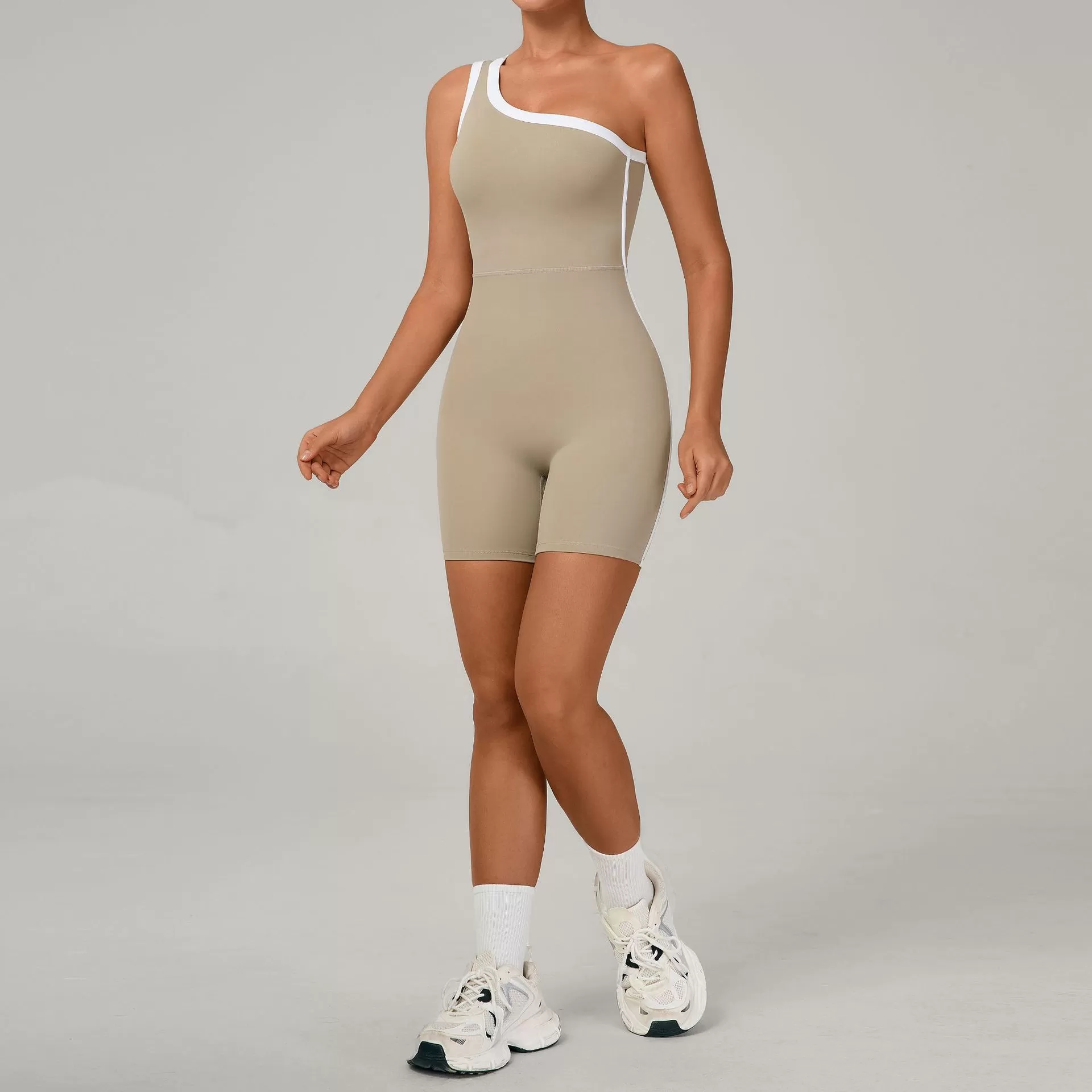 Mono de yoga para mujer, con hombros caídos, efecto desnudez, realce de glúteos, ajustado, para entrenamiento de fitness, gimnasio, correr, elástico, FGB1977