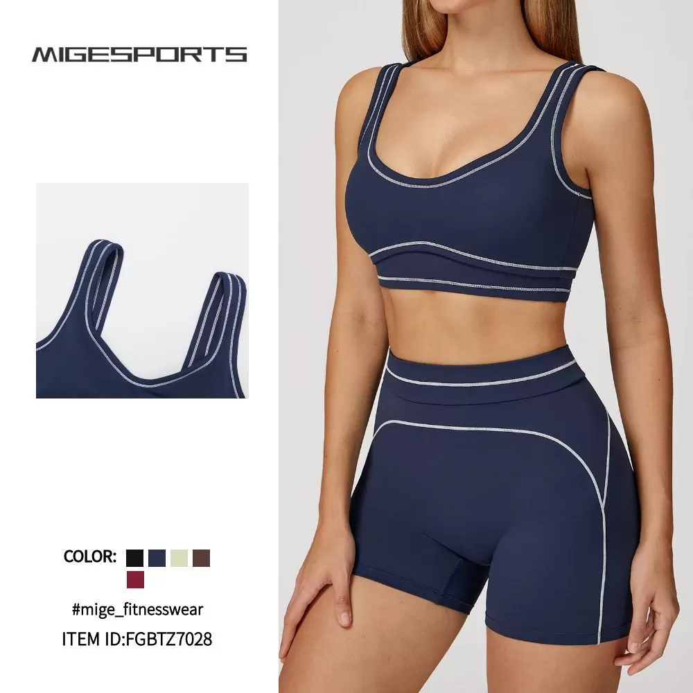 Pantalones cortos de cintura alta que levantan glúteos, conjunto de yoga para gimnasio, conjuntos de sujetador deportivo elástico, conjuntos de entrenamiento para mujeres FGBTZ7028