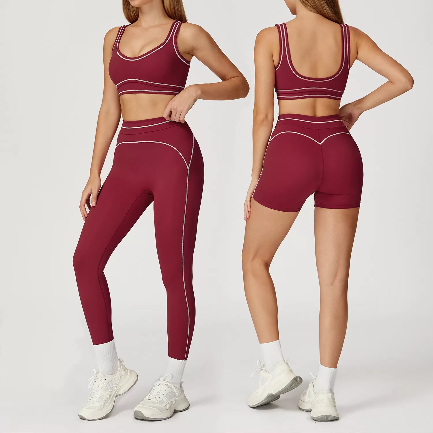 Pantalones cortos de cintura alta que levantan glúteos, conjunto de yoga para gimnasio, conjuntos de sujetador deportivo elástico, conjuntos de entrenamiento para mujeres FGBTZ7028
