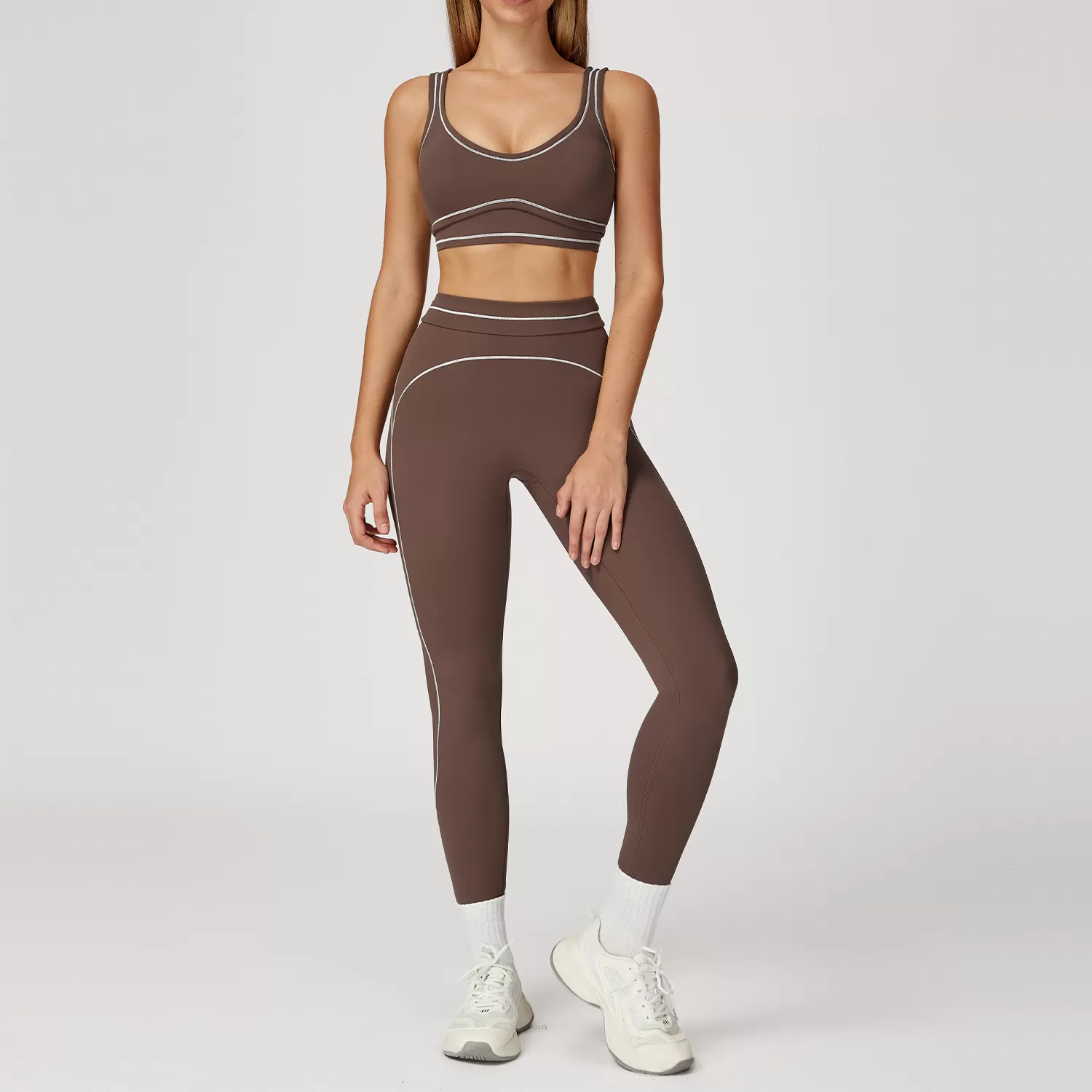 Pantalones cortos de cintura alta que levantan glúteos, conjunto de yoga para gimnasio, conjuntos de sujetador deportivo elástico, conjuntos de entrenamiento para mujeres FGBTZ7028