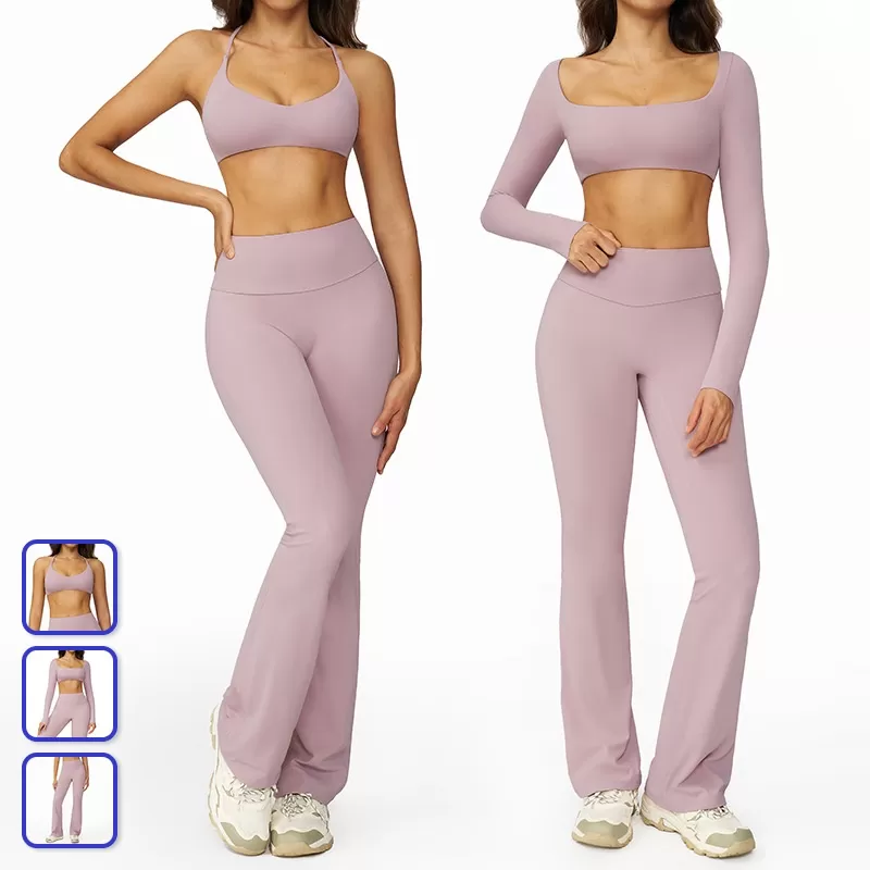 Conjunto de yoga deportivo suave de cuatro piezas para mujer, ropa deportiva para gimnasio y fitness, FGBTZ8232