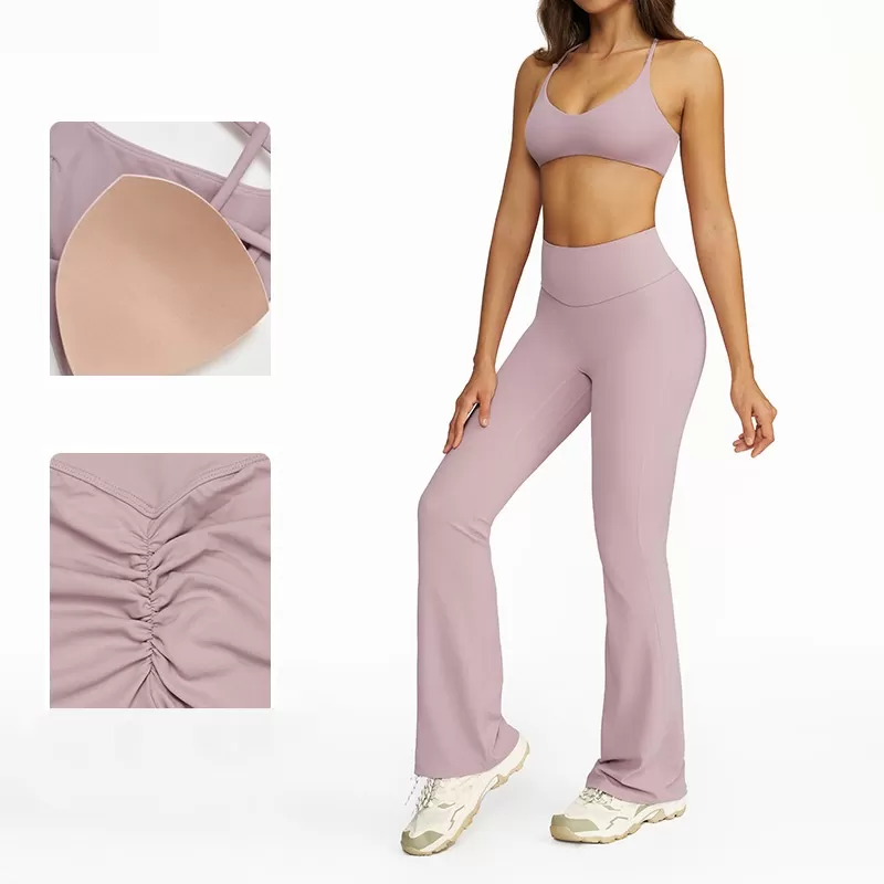 Conjunto de yoga deportivo suave de cuatro piezas para mujer, ropa deportiva para gimnasio y fitness, FGBTZ8232
