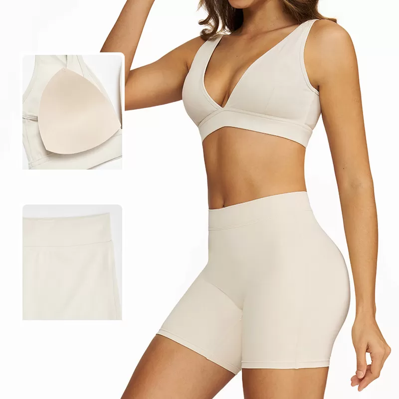 Conjunto de yoga de 4 piezas, ropa deportiva, sujetador deportivo elástico, leggings para levantar glúteos, conjunto de entrenamiento para mujer FGBTZ4507