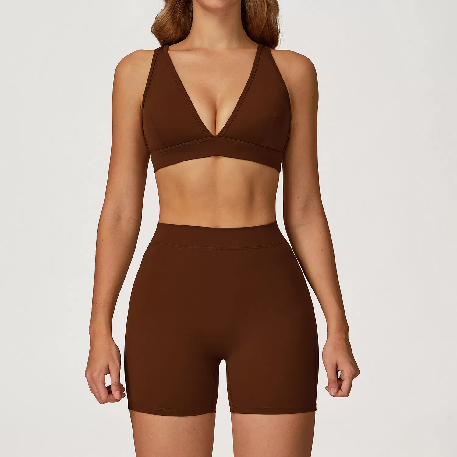 Conjunto de yoga de 4 piezas, ropa deportiva, sujetador deportivo elástico, leggings para levantar glúteos, conjunto de entrenamiento para mujer FGBTZ4507