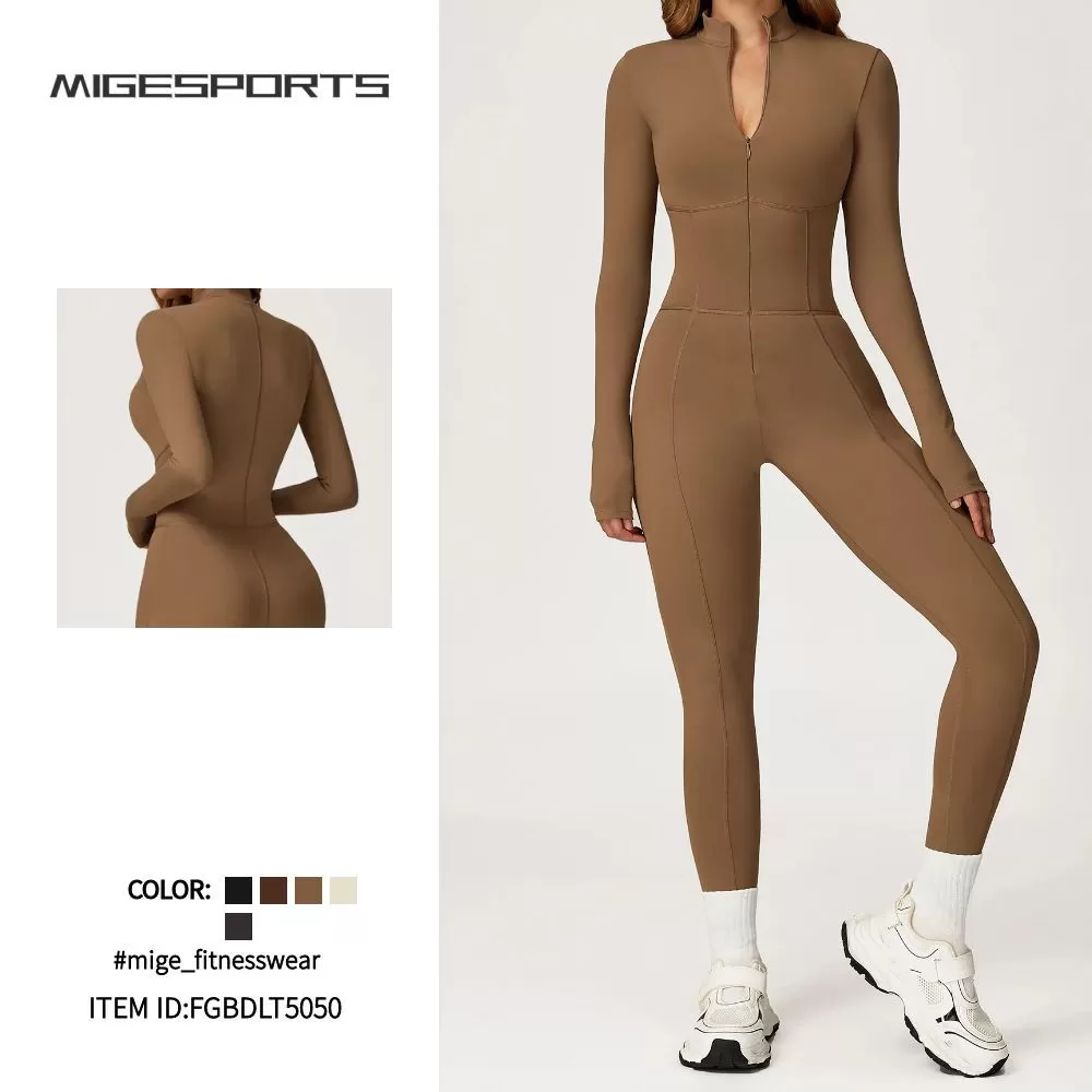 Monos deportivos de una pieza con cremallera para gimnasio, yoga, entrenamiento y fitness para mujer FGBDLT5050