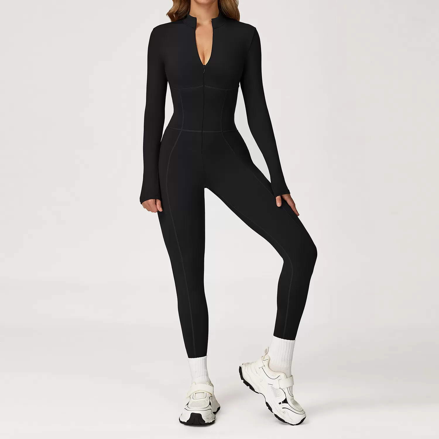 Monos deportivos de una pieza con cremallera para gimnasio, yoga, entrenamiento y fitness para mujer FGBDLT5050