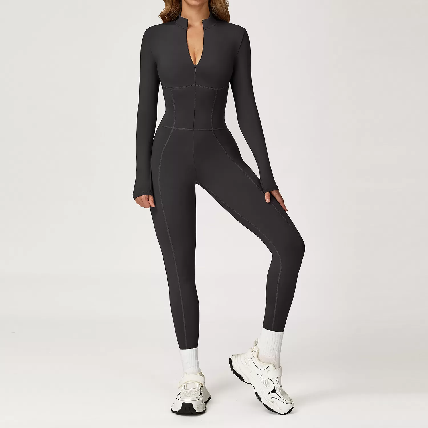 Monos deportivos de una pieza con cremallera para gimnasio, yoga, entrenamiento y fitness para mujer FGBDLT5050