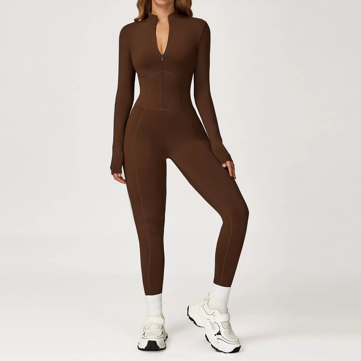 Monos deportivos de una pieza con cremallera para gimnasio, yoga, entrenamiento y fitness para mujer FGBDLT5050