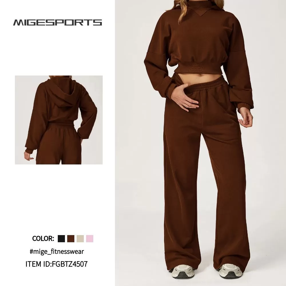 Conjunto deportivo informal de dos piezas de manga larga para mujer, cómodo, para fitness, running, yoga, sudadera con cintura alta, FGBTZ4507